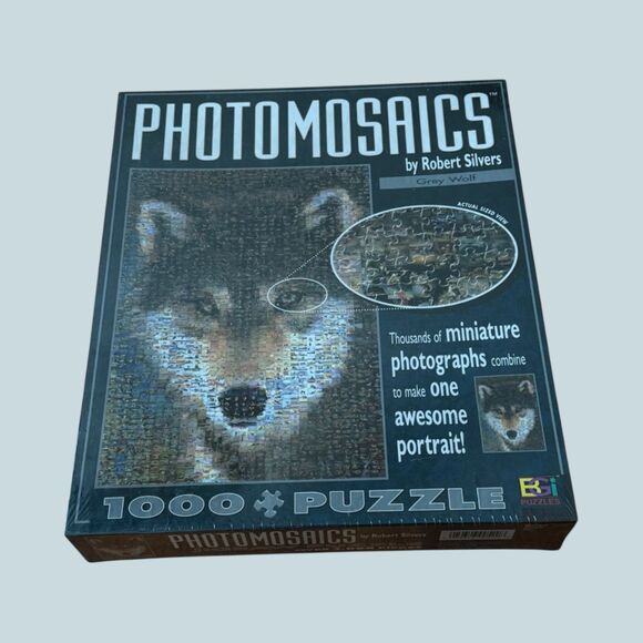 Photomosaics Grey Wolf 1000 Pc Puzzle Robert Silvers Buffalo Games - Picture 1 of 5